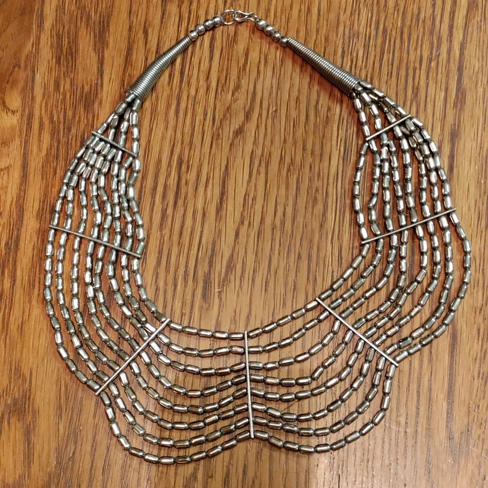 Women's Sterling Silver Beaded Bib Necklace